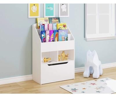 UTEX Kids Bookshelf and Toy Storage Organizer Kids Book Organizer Bookcase Storage for Kids with Rolling Toy Box