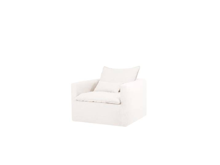 Fauteuil en coton et lin déhoussable blanc 109x96cm