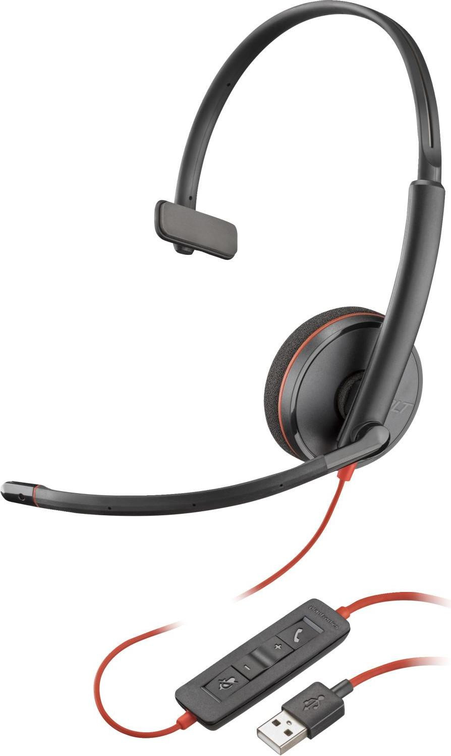 Poly Blackwire 3210 Mono-USB-A headset met kabel, zwart