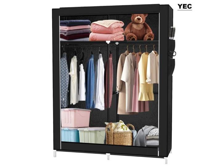 Penderie de vêtement housse en tissu pliable - YEC - Gris foncé - 108*45*170cm - 2.6kg