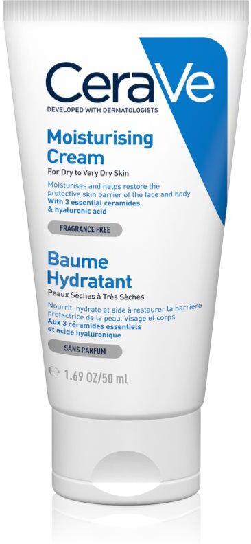 CeraVe Moisturizers feuchtigkeitspendende Creme für Gesicht und Körper für trockene und sehr trockene Haut 50 ml