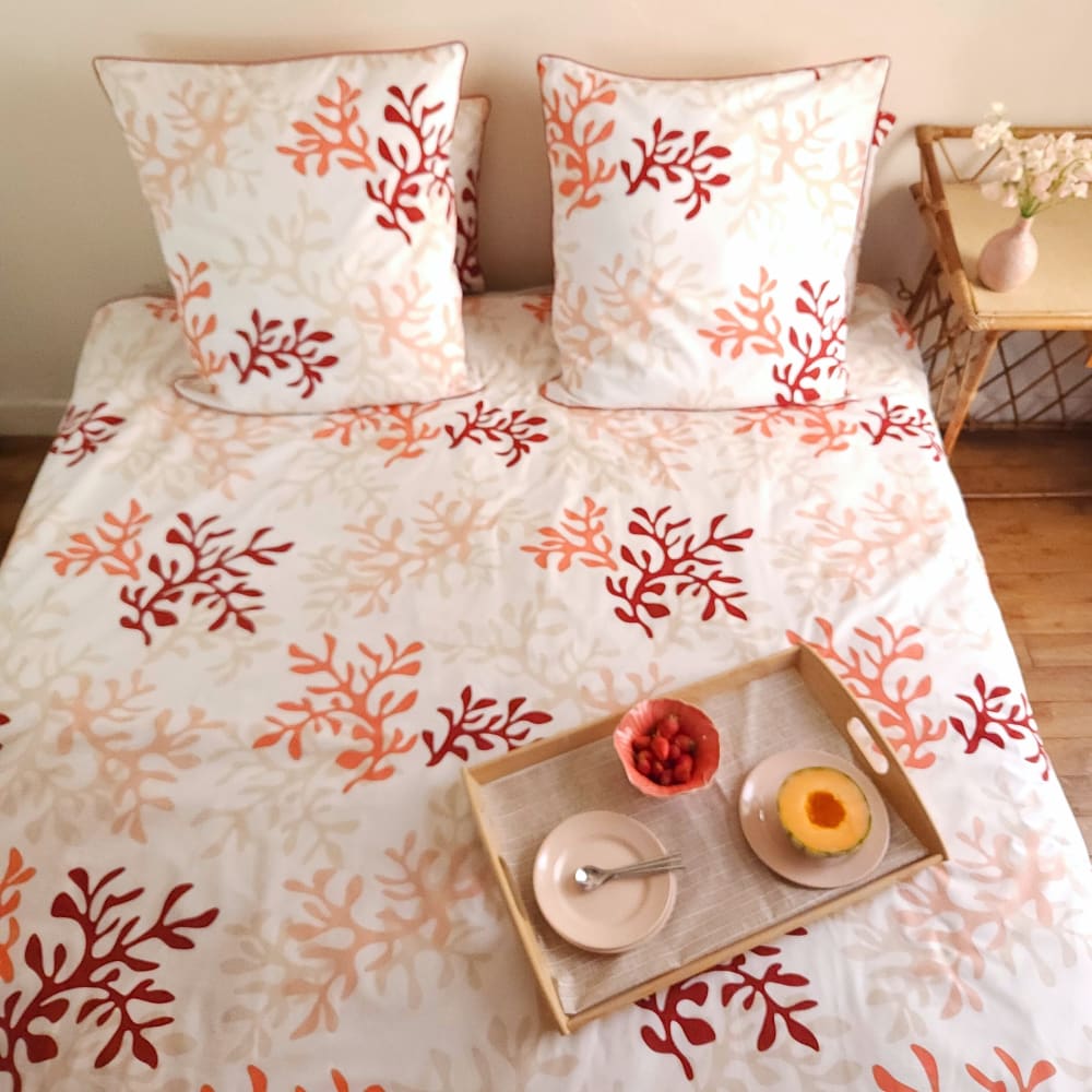 Fleur de Soleil Housse de couette corail rouge dimension - 240x220 Rouge 220x0x240cm