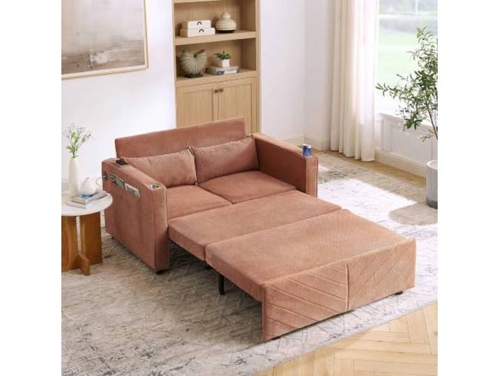 QQJIN 3-In-1 Schlafsofa 2-Sitzer,Polyester,USB Schiebe-Design 190x85x80CM 2-Sitzer Sofa mit Schlaffunktion, Klappsofa, Schlafcouch Für Gästezimmer, Wohnzimmer, Büro, Mittagsschlaf