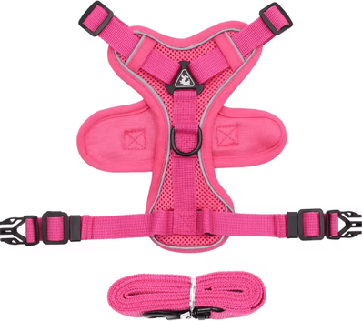 Inspire Curations SafeStride Reflective Cat Harness & Leash Set For Indoor & Outdoor Adventures pink l