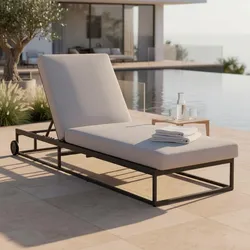 Gartenliege Berry Hellgrau Outdoorstoff/Metall