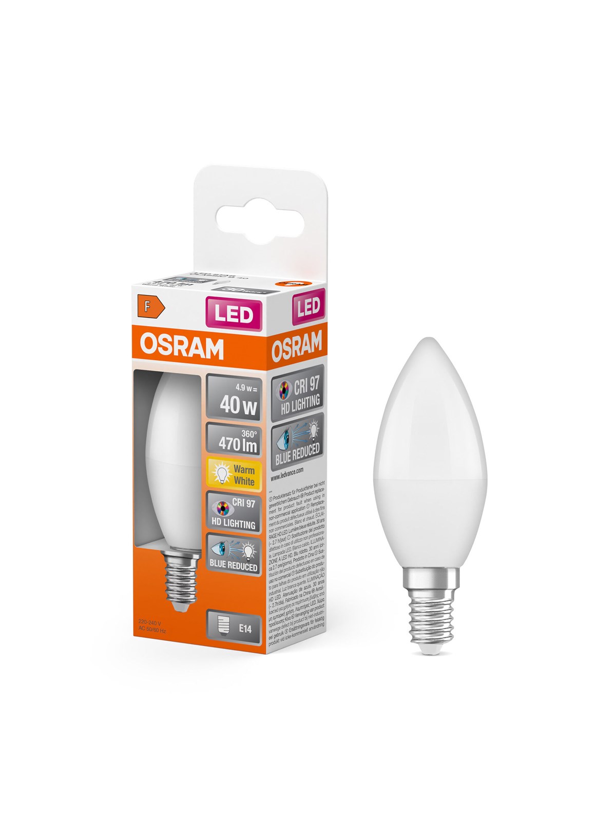 Osram LED-Lampe LED Comfort candle frosted 470lm 4.9W/927 (40W) E14