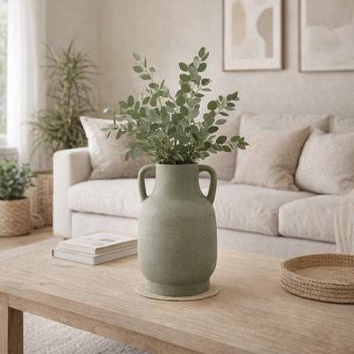 Sagebrook Home Contemporary Terracotta Amphora Vase with Handles for Home Decor