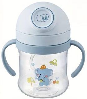Inspired Finds 8 Oz Cute Cartoon Kids Straw Cup With Handle And Gravity Ball blue