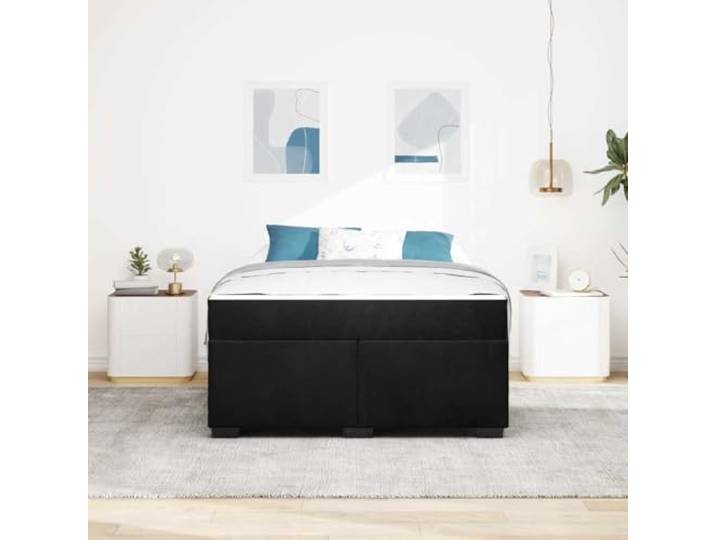 KTHLBRH Rechteckiges Bett aus Samt, Weiß und Schwarz, 160 x 200 cm Inklusive Matratze, Stoffrahmen, elegantes Design für Schlafzimmer