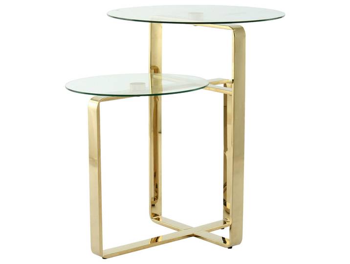 Kayoom Beistelltisch, Klar, Goldfarben, Glas, rund, Gittergestell, 46x60x46 cm, Wohnzimmer, Wohnzimmertische, Beistelltisch, Beistelltische rund