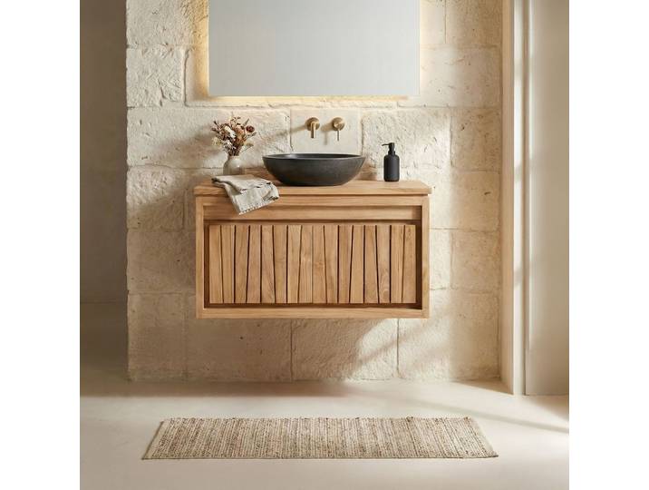 Meuble de salle de bain en bois naturel 80 cm - Neo