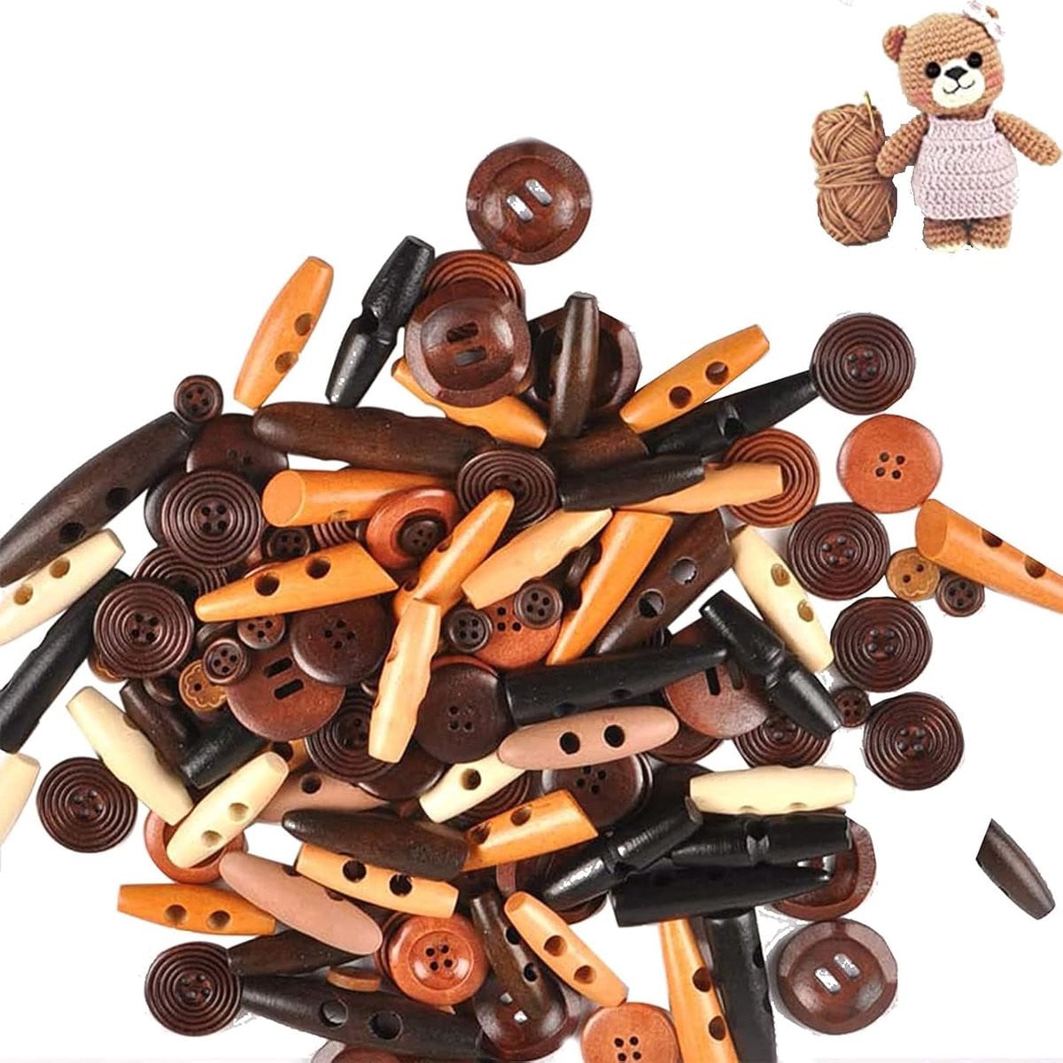 100x Ovale Houten Knopen Mix - Decoratieve Bevestigingsmateriaal voor Kleding en Knutselen