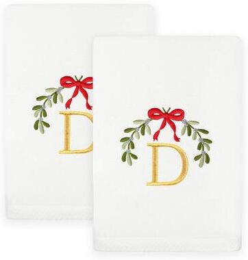 Authentic Hotel and Spa Christmas MISTLETOE MONOGRAM Embroidered Luxury 100% Turkish Cotton Hand Towels Set of 2