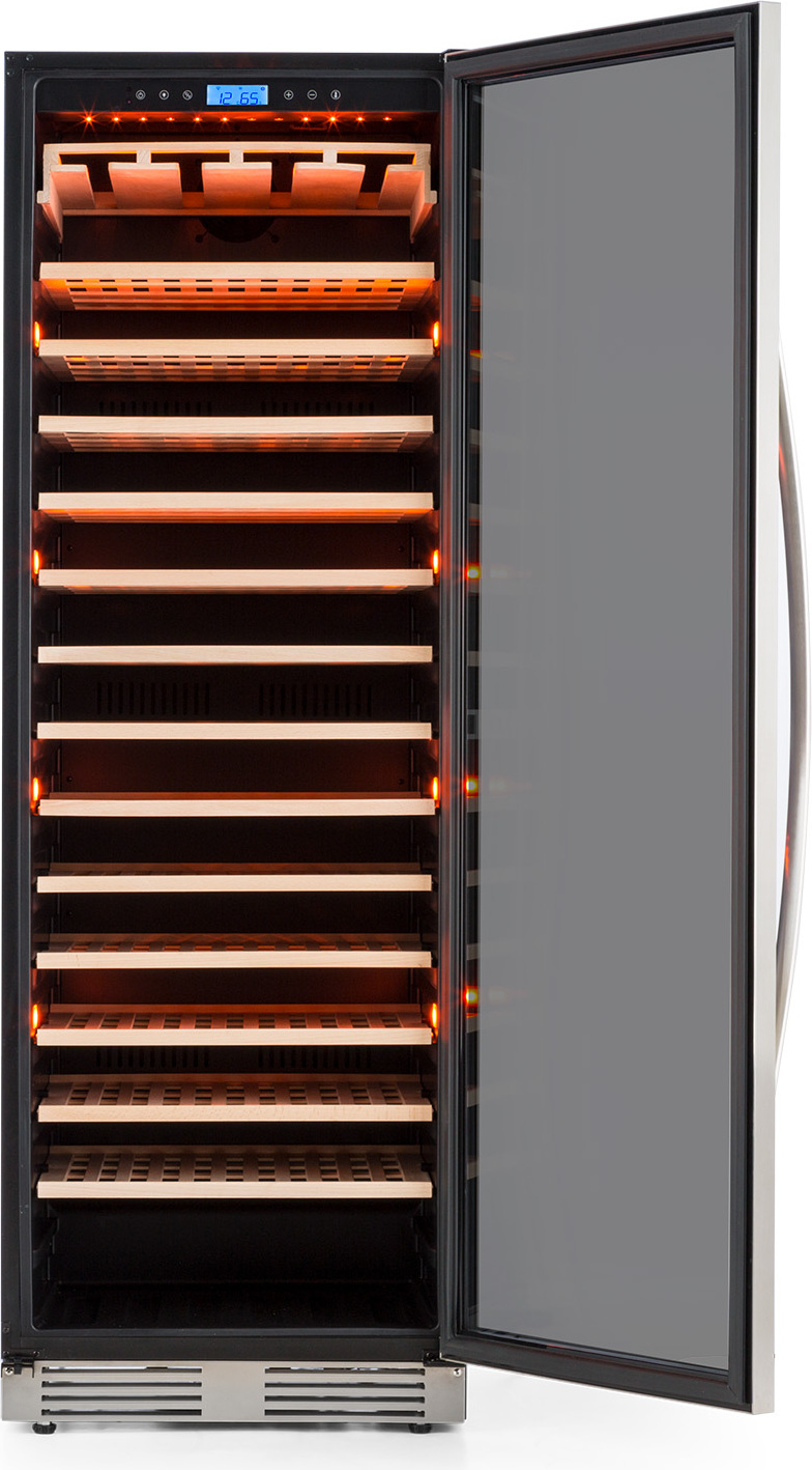 Klarstein Einbau-Weinkühlschrank, 1 Zonen Getränkekühlschrank Klein, Kleiner Weinschrank 433L, Wein-Kühlschrank Klein mit Glastür, Indoor/Outdoor Flaschenkühlschrank, Wine Fridge 165 Flaschen