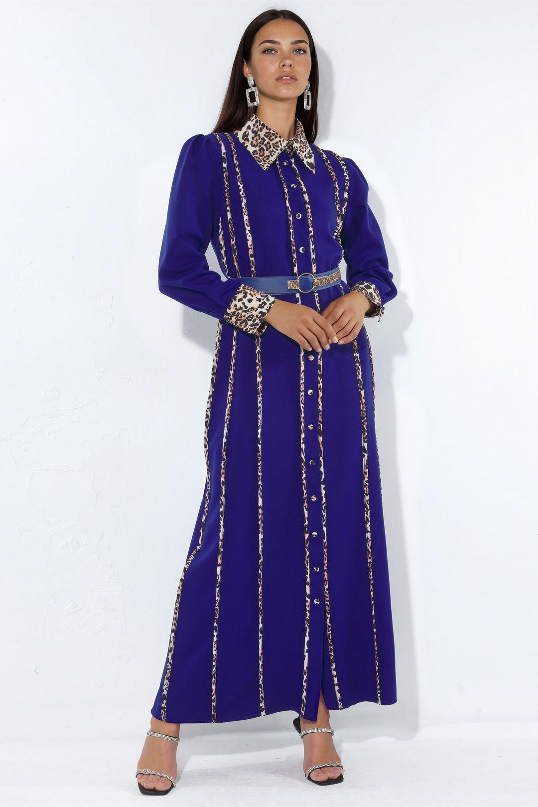 Leopardenmuster Maxi Hemdkleid