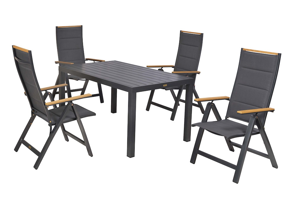 MERXXHANDELS Verona Set 5tlg Alu/Text/Kunst Tisch 150 x 90 cm 16980384