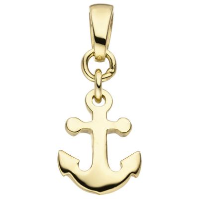 Ankeranhänger JOBO "Anhänger Goldanhänger Anker 11 mm", gold (gelbgold 375), Schmuckanhänger, Damen, Gelbgold 375, 375 Gold