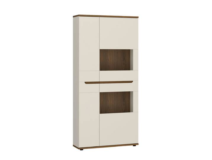 Vitrine CLARA 90 x 38 x 199 cm Nussbaum Nachbildung/Cashmere