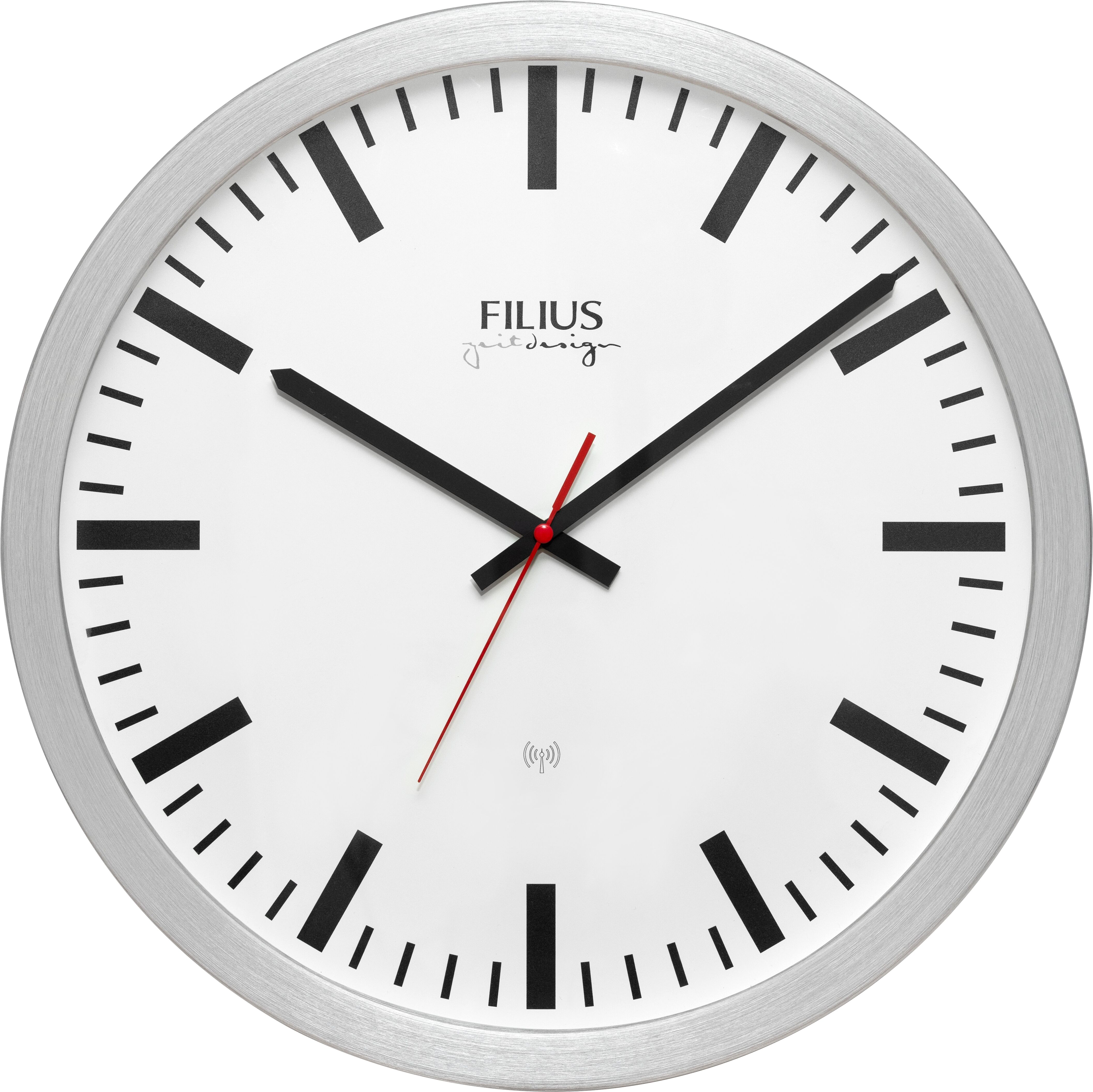 Funkwanduhr FILIUS ZEITDESIGN, silber (silberfarben), Wanduhren, Ø 40cm, Funkwanduhr, Aluminium, Wohnzimmer,Esszimmer,Küche,Arbeitszimmer,Flur,Gästezimmer