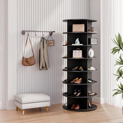 BOSSIN 7 Tiers Rotating Shoe Rack Tower, Shoe Spinning Organizer Lazy Susan, Shoe Organizer for Entryway, Living Room, Bedroom