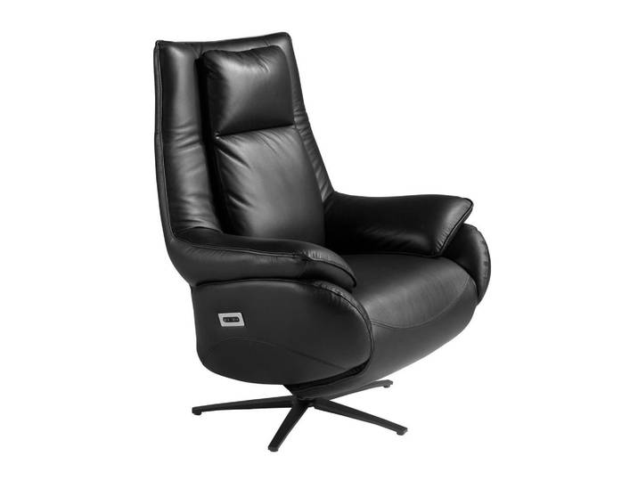 Angel Cerda Angel Cerdá Relax-Drehsessel aus schwarzem Leder, Schwarz, Echtholz, Essen/Getränk, Füllung: Polyurethan (PUR),Polyurethan (PUR),Polyurethan (Pur), Freiform,Freiform, 91x118x86 cm, Wohnzimmer, Sessel, Polstersessel