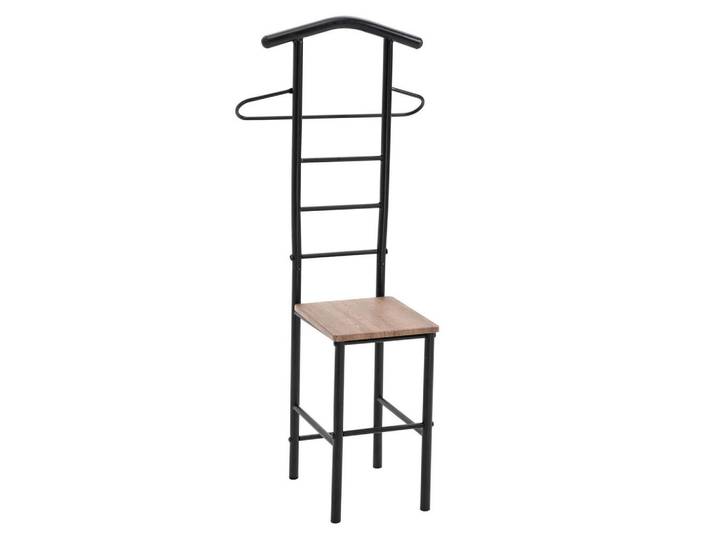 CARO-Möbel Herrendiener Jivo schwarz/Wildeiche, Schwarz, Wildeiche, Metall, Mode, 53x121x47 cm, Schlafzimmer, Herrendiener