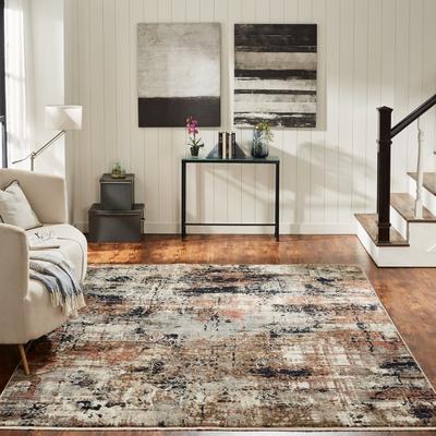 KALATY Cool Grey/Spice Abstract Area Rug