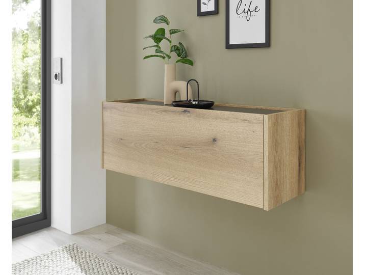 Mehrzweckschrank HOME AFFAIRE GiRON/CiTY, Wandgarderobe in vier Farben, Wandschrank , braun (eiche evoke), B:100cm H:35cm T:30cm, FSC-zertifizierter Holzwerkstoff, Schränke, Mehrzweckschrank, zeitloses Design, Breite 100 cm, grosses Fach