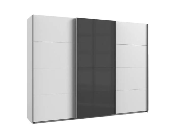 Lomadox Kleiderschrank Schwebetürenschrank 270cm, weiß und Graphit