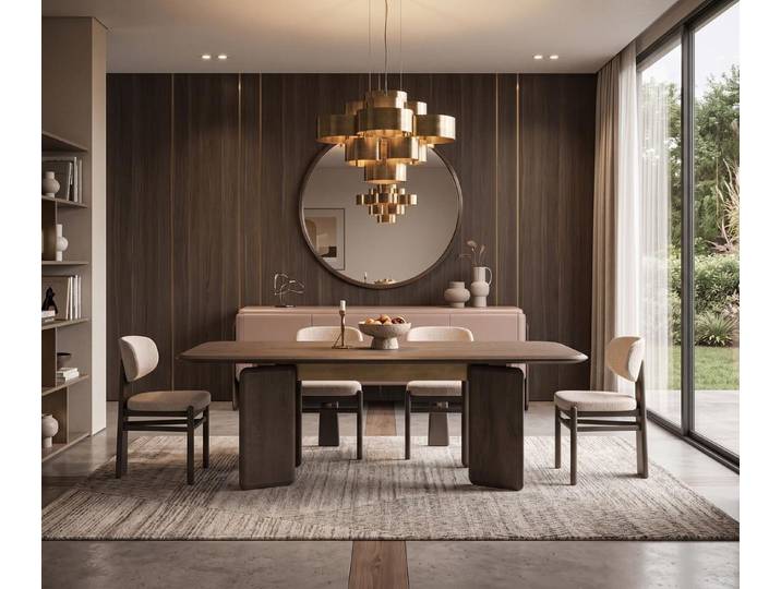 Xlmoebel Esszimmer-Set Esszimmer Set Tisch 4x Stühle Sideboard Spiegel Moderner Robust, (7-St., 1x Tisch, 4x Stühle, 1x Sideboard, 1x Spiegel)