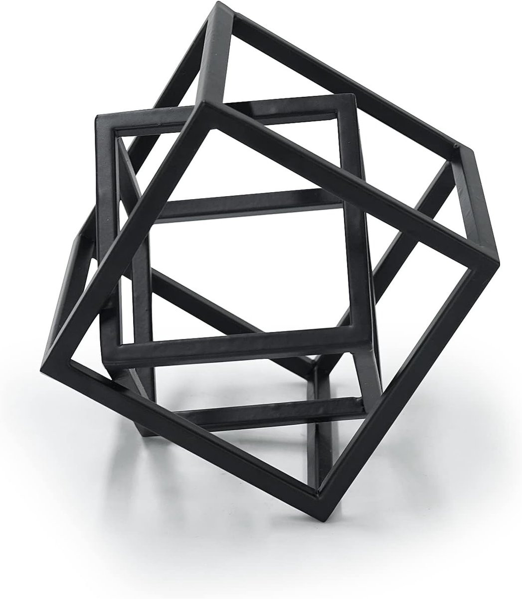 Geometrisch Beeldhouwwerk Decoratief Ornament Zwart Hoogte: 11,4 cm