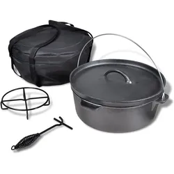 vidaXL Linlenen, Pfanne + Kochtopf, Schwarz