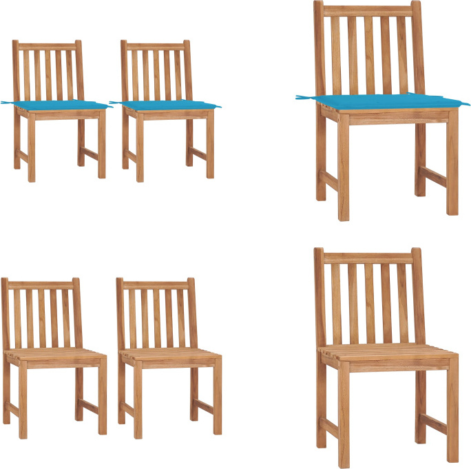vidaXL Gartenstühle 2 Stk. mit Kissen Massivholz Teak - Gartenstuhl - Gartenstühle - Holz-Gartenstuhl - Holz-Gartenstühle