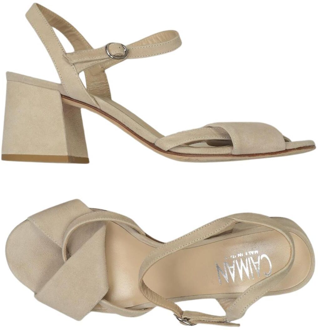 Caiman Damen Sandalen, Beige, Gr. EU 39, Leder - Second Hand