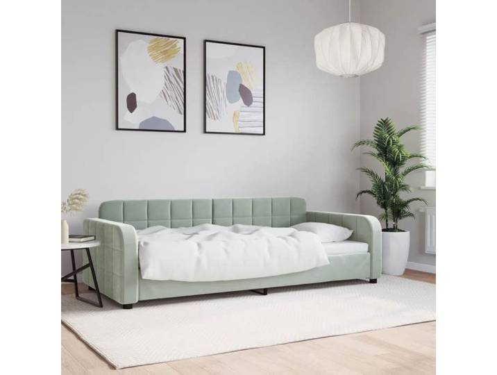 CHIC Lit adulte 1 place - 90x190 cm Lit de repos gris clair 90x190 cm velours #Sara86131