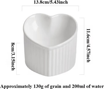 Inspire Curations ComfortTilt Elevated Ceramic Cat Bowl With Stand love White