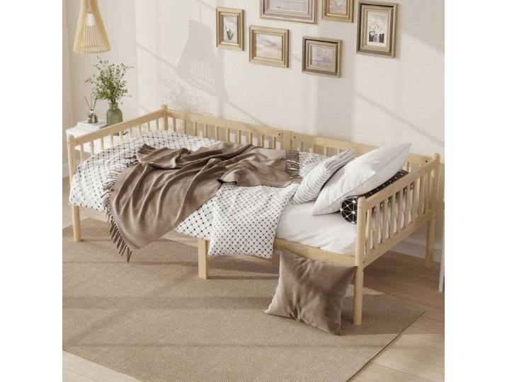 NuvlaGu - Lit évolutif 90x200 cm - Canapé-lit avec barrières de sécurité - Lit enfant - Bois