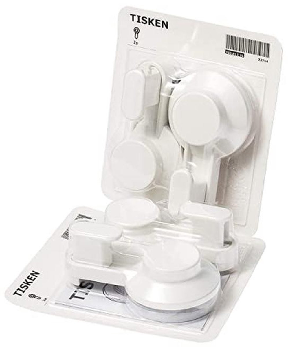 Set van 4 witte badkamerhaakjes met zuignap zonder boren