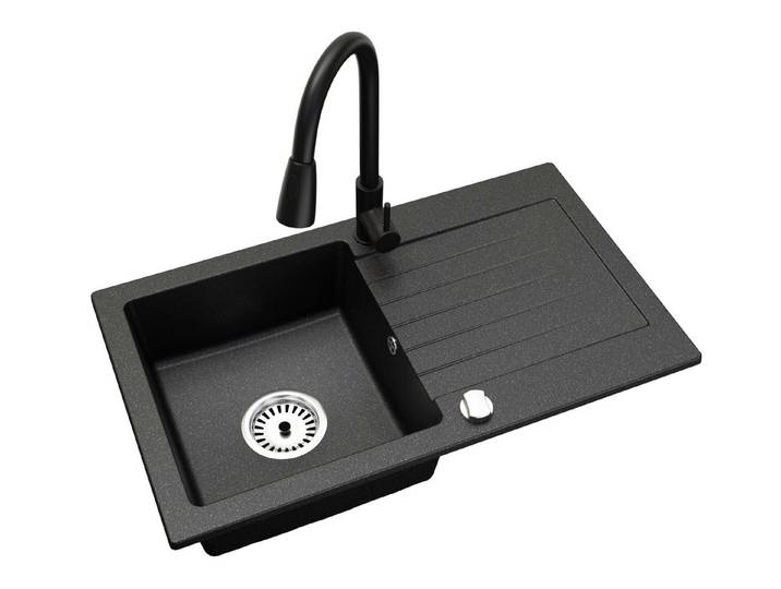 Faizee Home Küchenspüle Küchenspüle Faizee Granitspüle 75 x 44 cm Schwarz