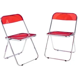 En.Casa, Stühle, Klappstuhl Pornainen 2er Set Rot, transparent (2x)
