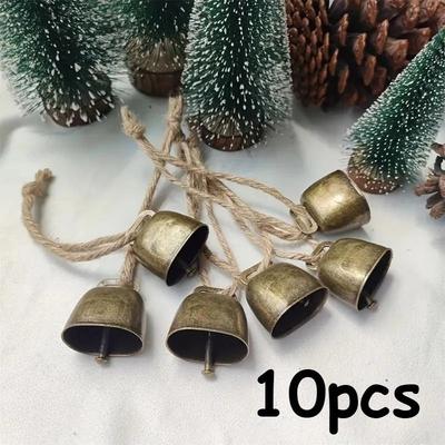 Uplift Picks Rustic Jingle Bells Set On Twine Christmas Cow Bells Farmhouse Decor 10 Pcs 35 Mm