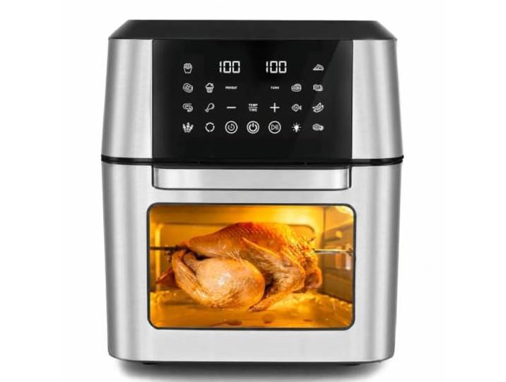 Draixcor Heißluftfritteuse 12L XXL Air Fryer – 4-in-1 Multifunktionsgerät mit Drehspieß, Grill und Dörrfunktion für ganze Familienportionen