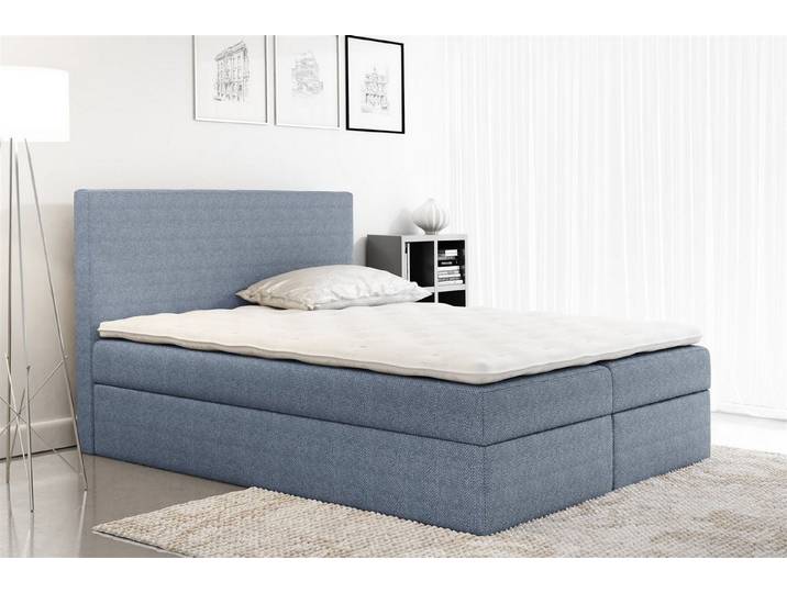 Fun Möbel Boxbett Schlafzimmerbett KELIS in Stoff (inkl. Bettkasten, inkl. Kaltschaumtopper)