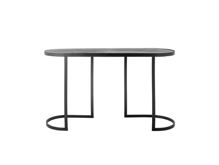 Konsolentisch Elvo – Schwarzes Metall-Design mit ovaler Tischplatte - Schwarz - Luxusbetten24