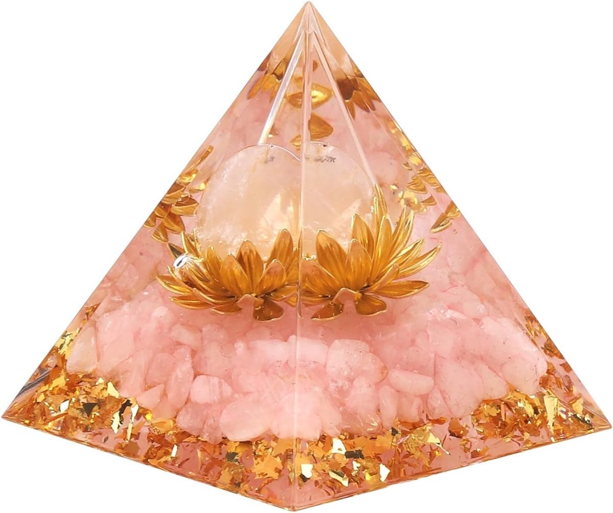Orgonite Piramide met Rozenkwarts Kristallen voor Spirituele Balans