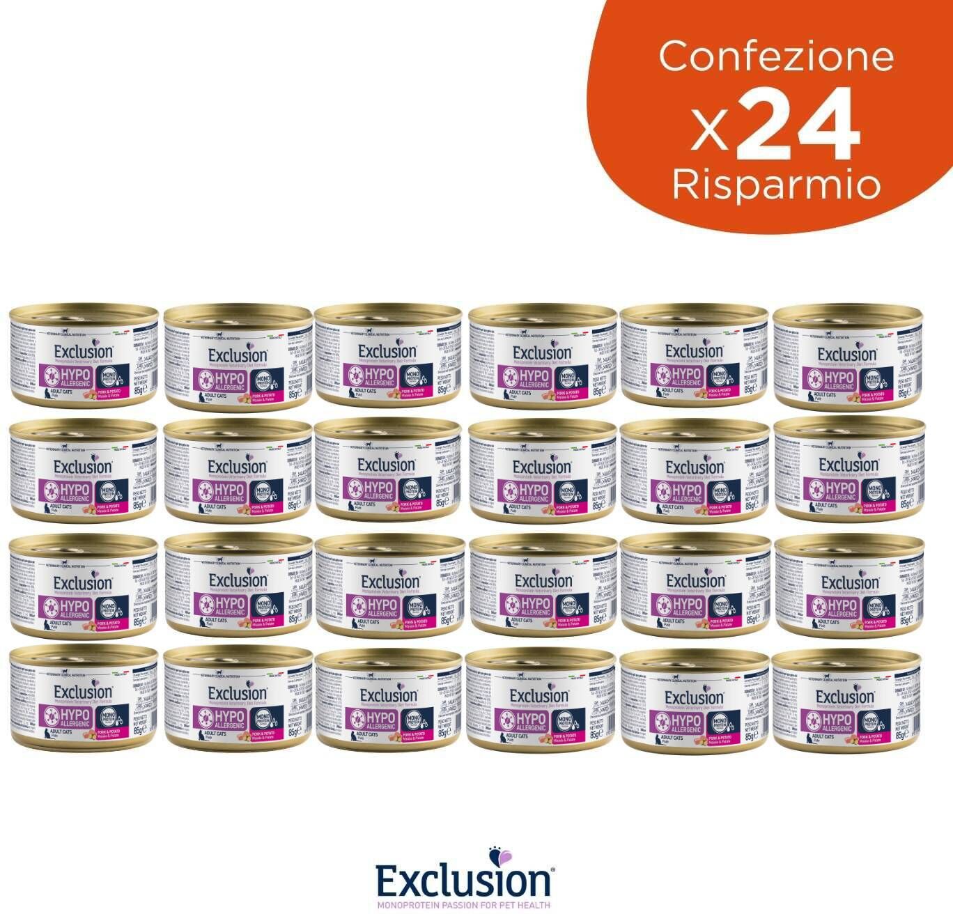 Exclusion Cat Hypoallergenico Maiale e Patate Alimento Umido per Gatti Adulti 85g