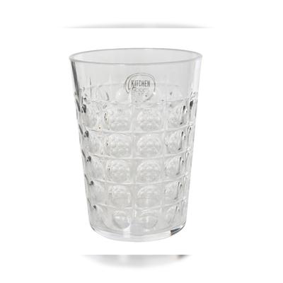 Decoris Trinkglas 12cm Kunststoff - Trinkbecher gemustert Becher Gläser Trinkgeschirr Wasserglas Saftglas Limonadenglas Cocktailglas Transparent