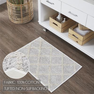 VHC Brands Frayed Lattice Oatmeal Tan Bathmat by VHC 20x30