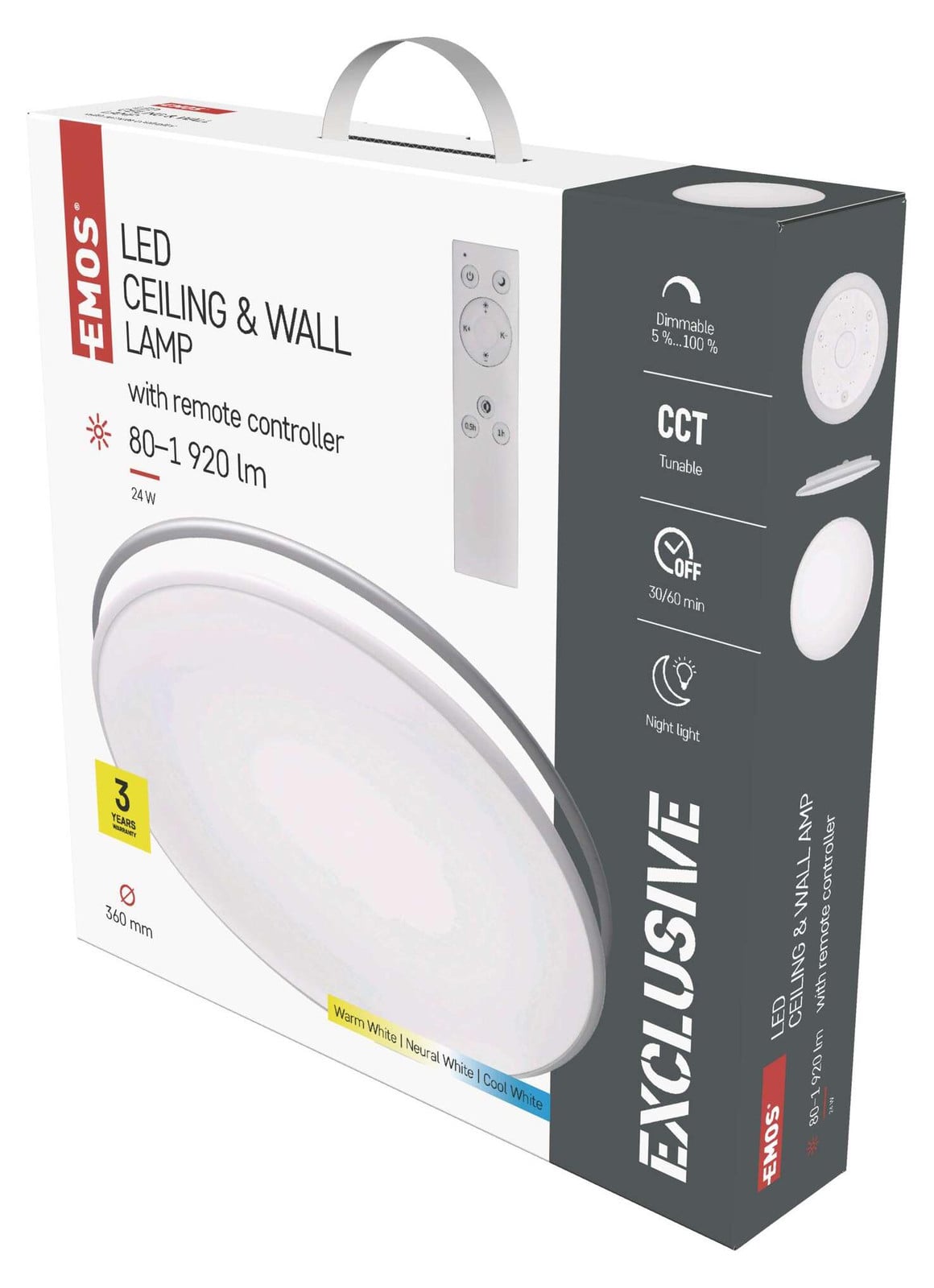 Emos ZM5165 Led Plafondlamp, Rond, Wit, IP20