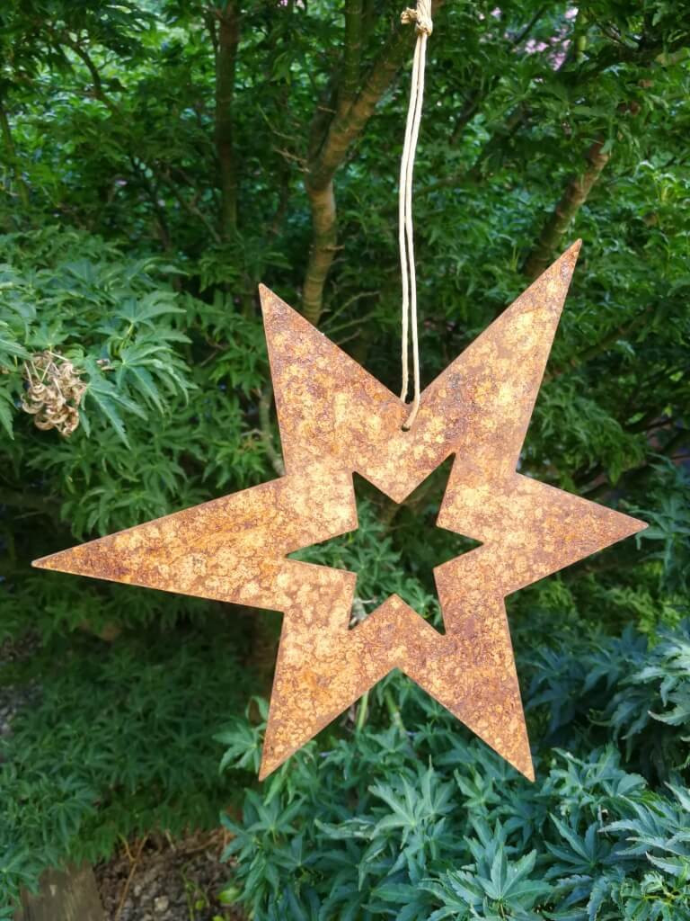 Wohnlust Edelrost Ster met Open Design en Lint voor Wanddecoratie